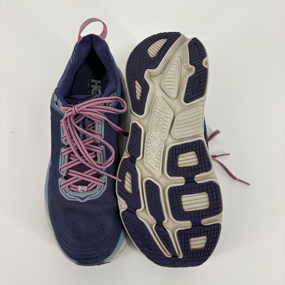 Hoka One One Bondi 6 Womens Running Shoes Blue Purple Gray Sneakers Sz Wns 9.5 - Picture 7 of 10